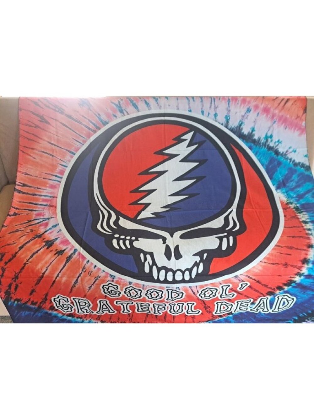 Grateful Dead Red & Blue Steal Your Face Wall Decor Gift Tapestry 60x60 Tie Dye